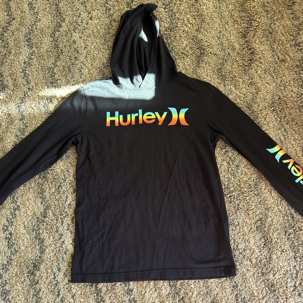 Hurley Black Hoodie with Vibrant Logo